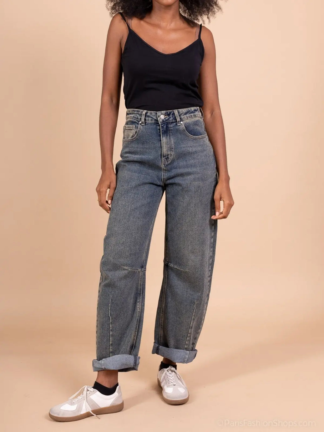 high rise ballon jean | vintage wash