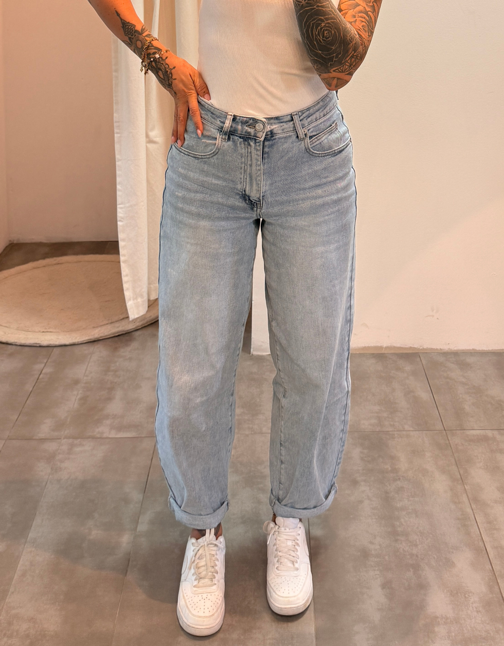 soft denim ballon jean | summer blue