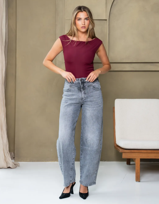 soft denim ballon jean | grey