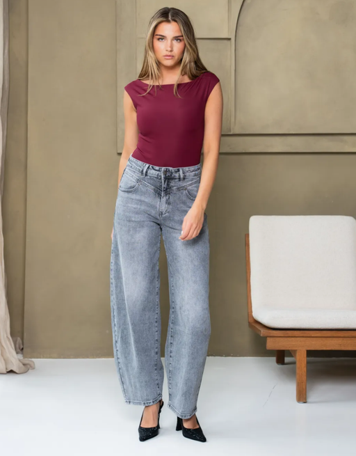 soft denim ballon jean | grey