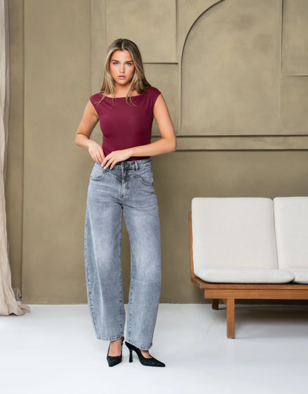 soft denim ballon jean | grey