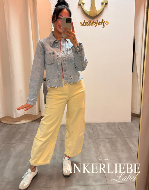 soft denim ballon jean | butter yellow