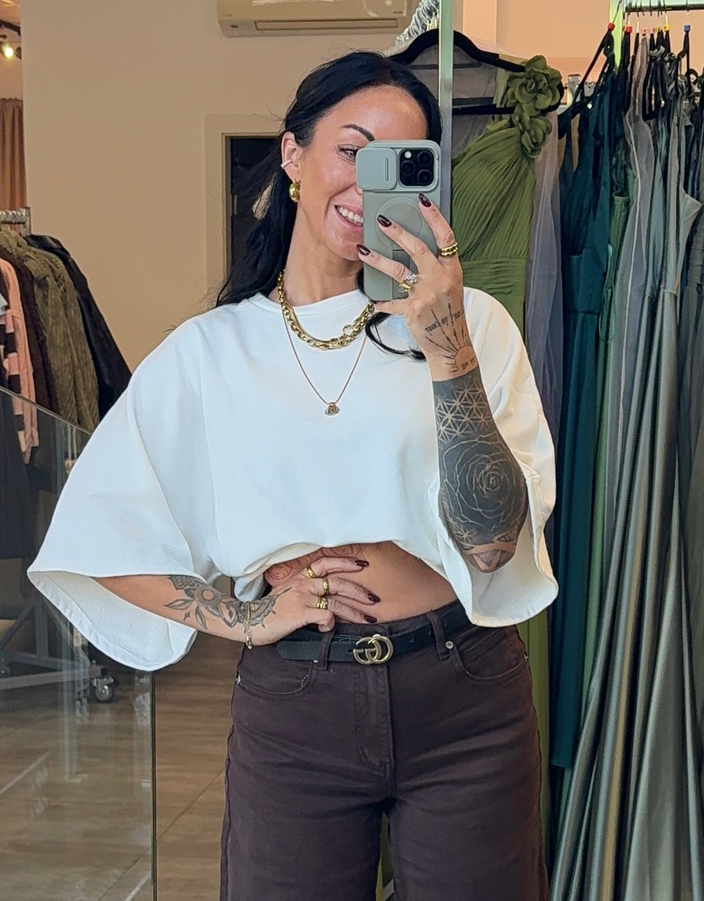 cotton perfect crop shirt | oversized | ecru