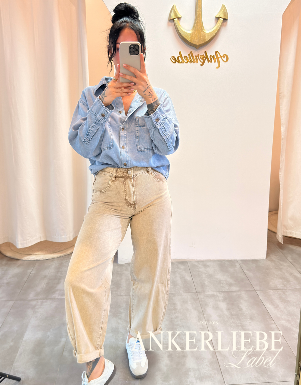 soft denim ballon jean | taupe