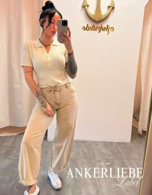 soft denim ballon jean | taupe