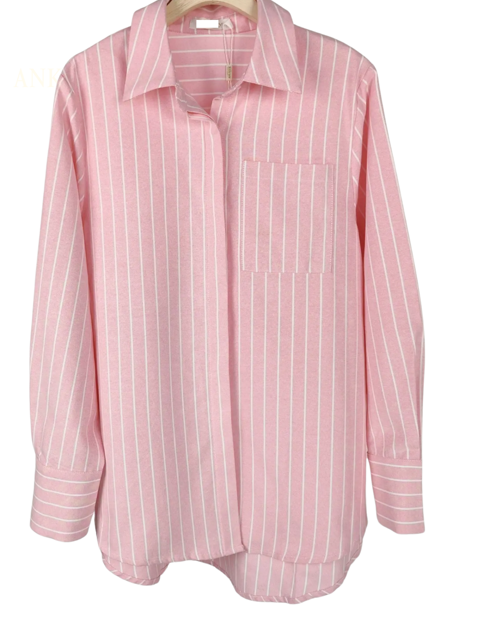 oversized baumwollbluse | rosa streifen