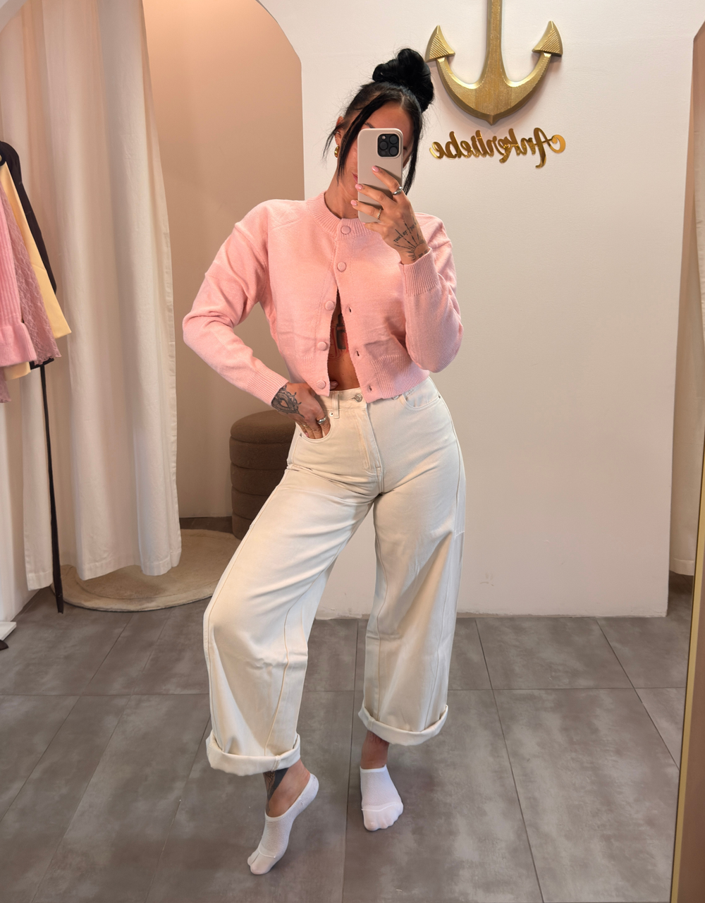 soft denim barrel jean | creme