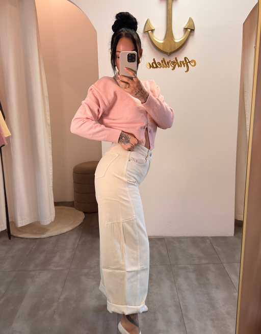 soft denim barrel jean | creme