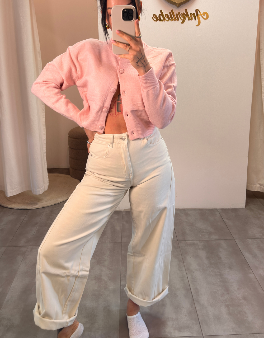 soft denim barrel jean | creme