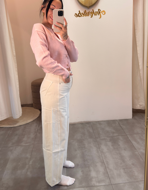 soft denim barrel jean | creme