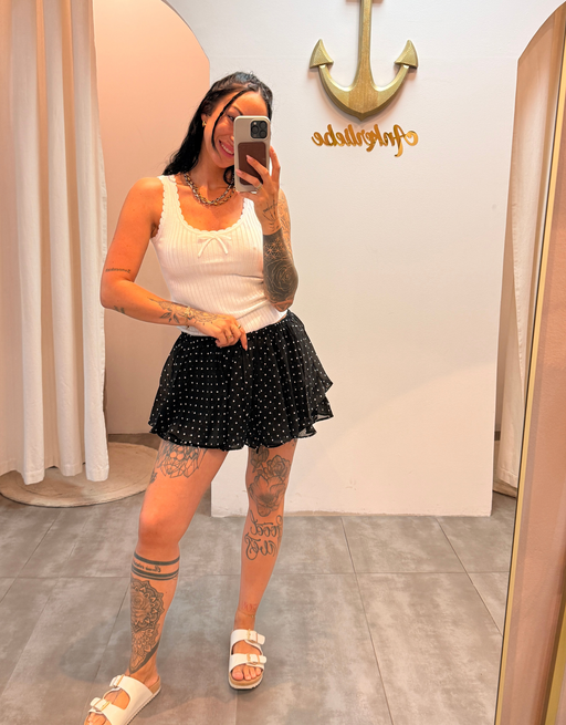 sommerstricktop mit schleife  | creme