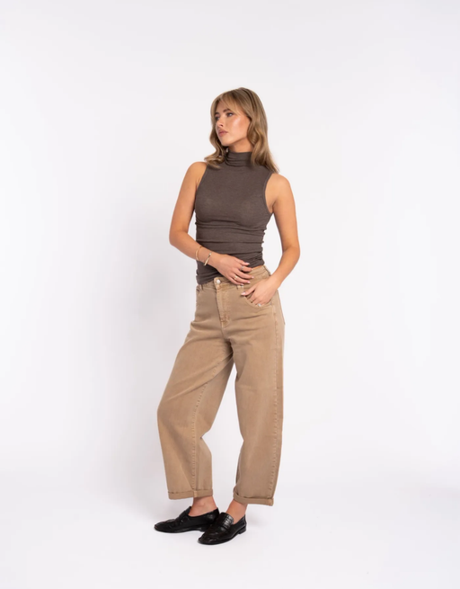 soft denim ballon jean | beige