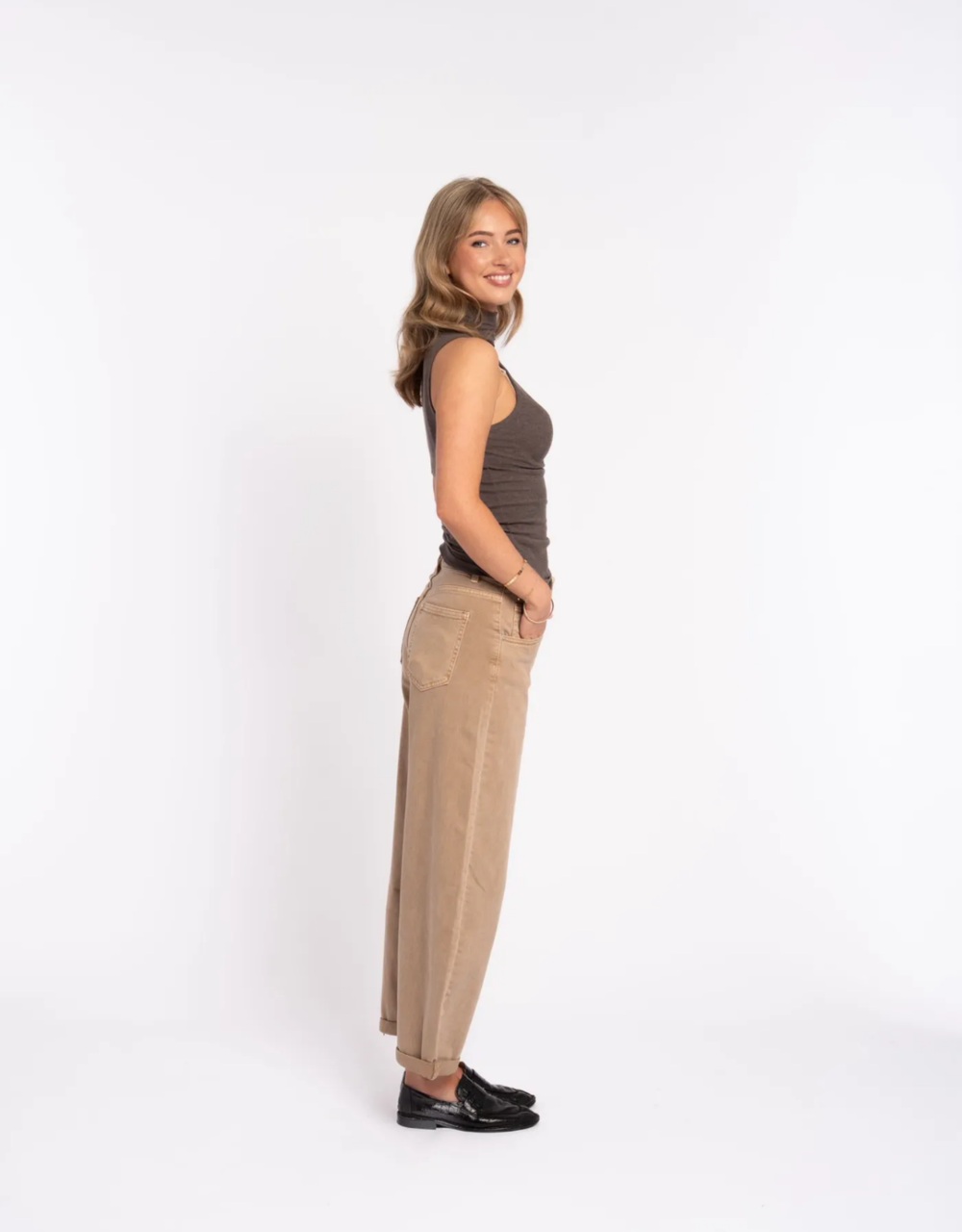 soft denim ballon jean | beige