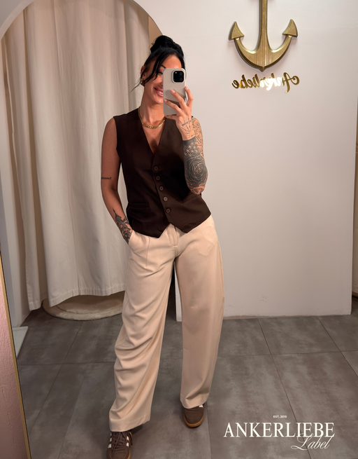 strukturierte ballonhose mit weitem bein | beige