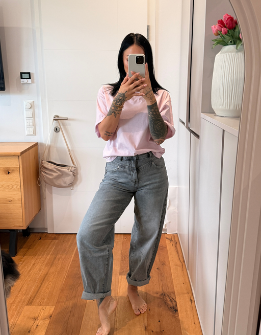 soft denim ballon jean | grey