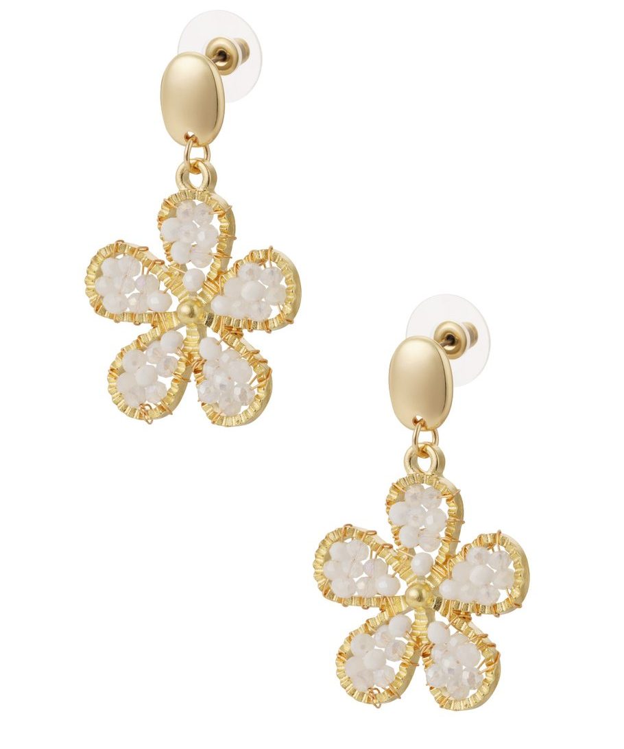 image Ohrhänger in Weiß mit floralem Design – Statement-Ohrringe von Ankerliebe