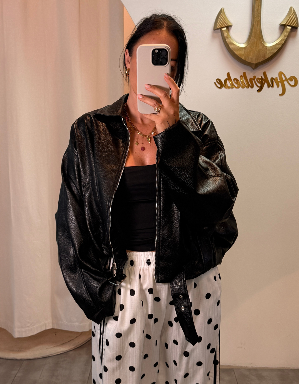 ballon lederjacke vegan | schwarz