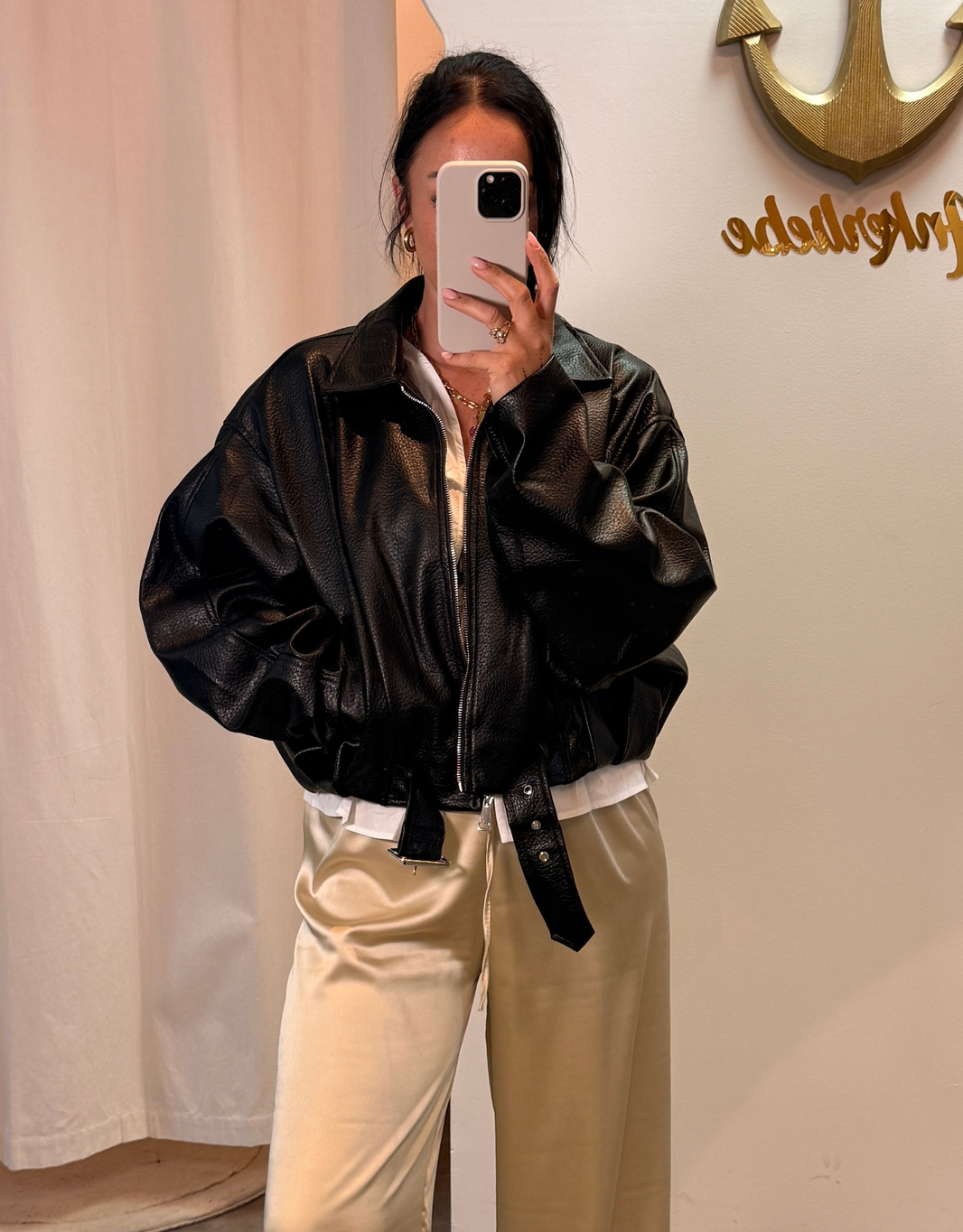 image ballon lederjacke vegan | schwarz