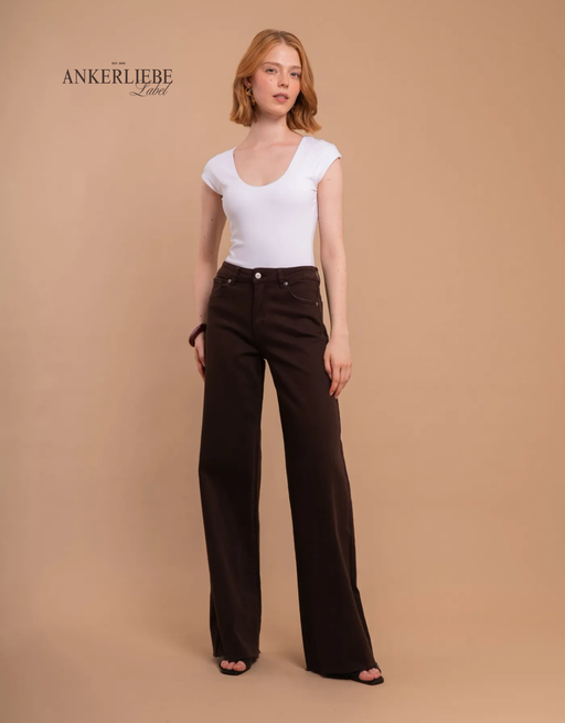 extra long wide leg choco | soft denim