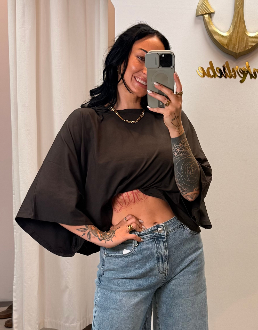 superlight perfect crop shirt | oversized | choco