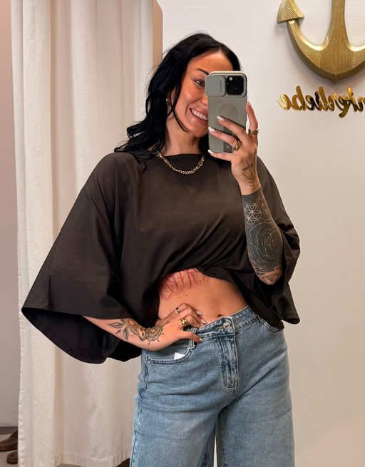 superlight perfect crop shirt | oversized | choco