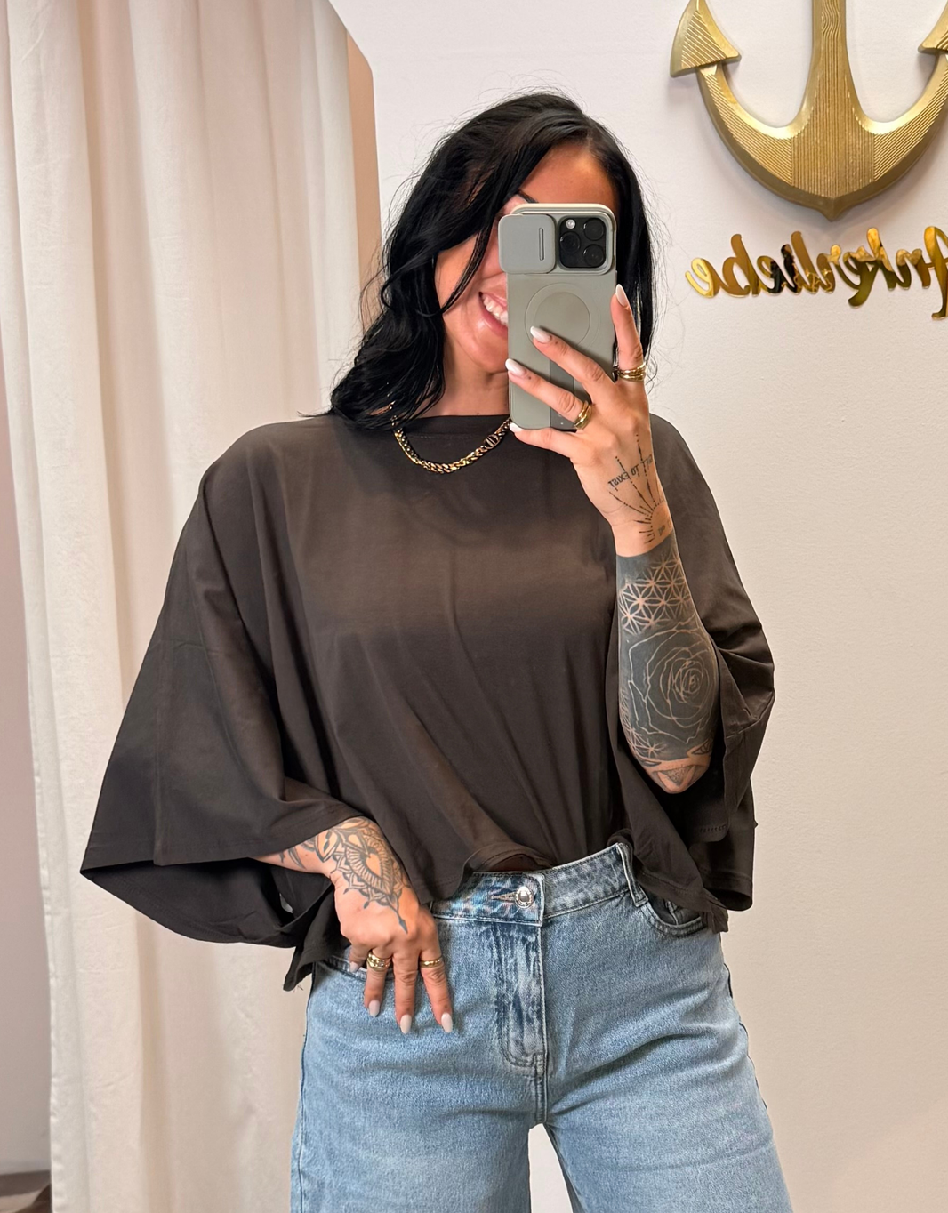 superlight perfect crop shirt | oversized | choco