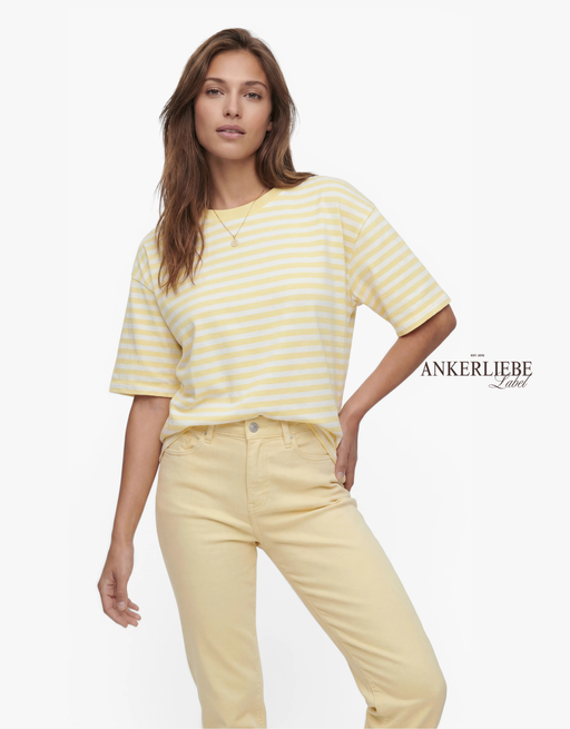 gestreiftes oversize shirt  | butteryellow