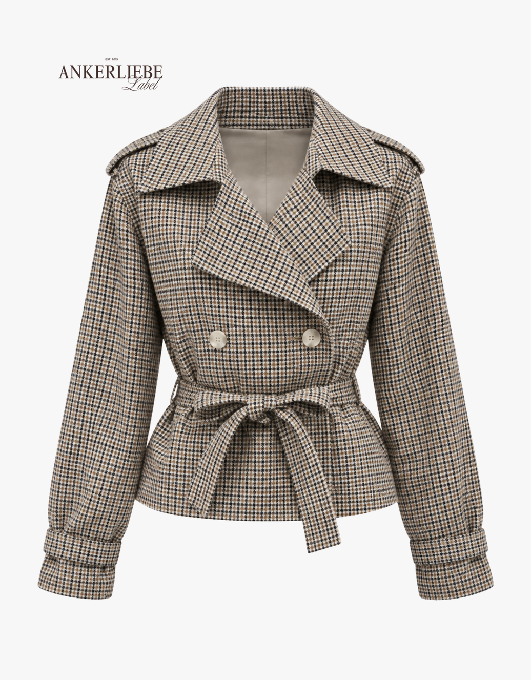 karierte oversize trench jacke | brauntöne
