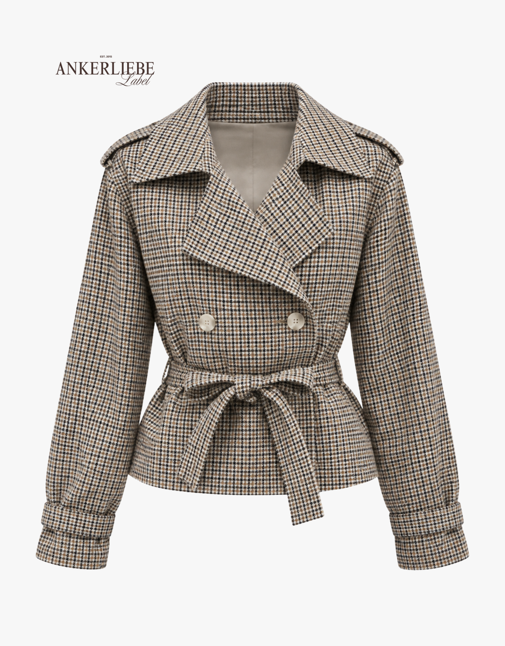 karierte oversize trench jacke | brauntöne