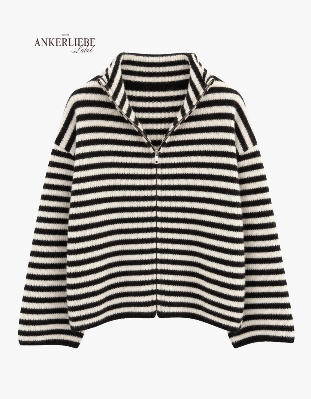 gestreifte high neck weste | coffee-white