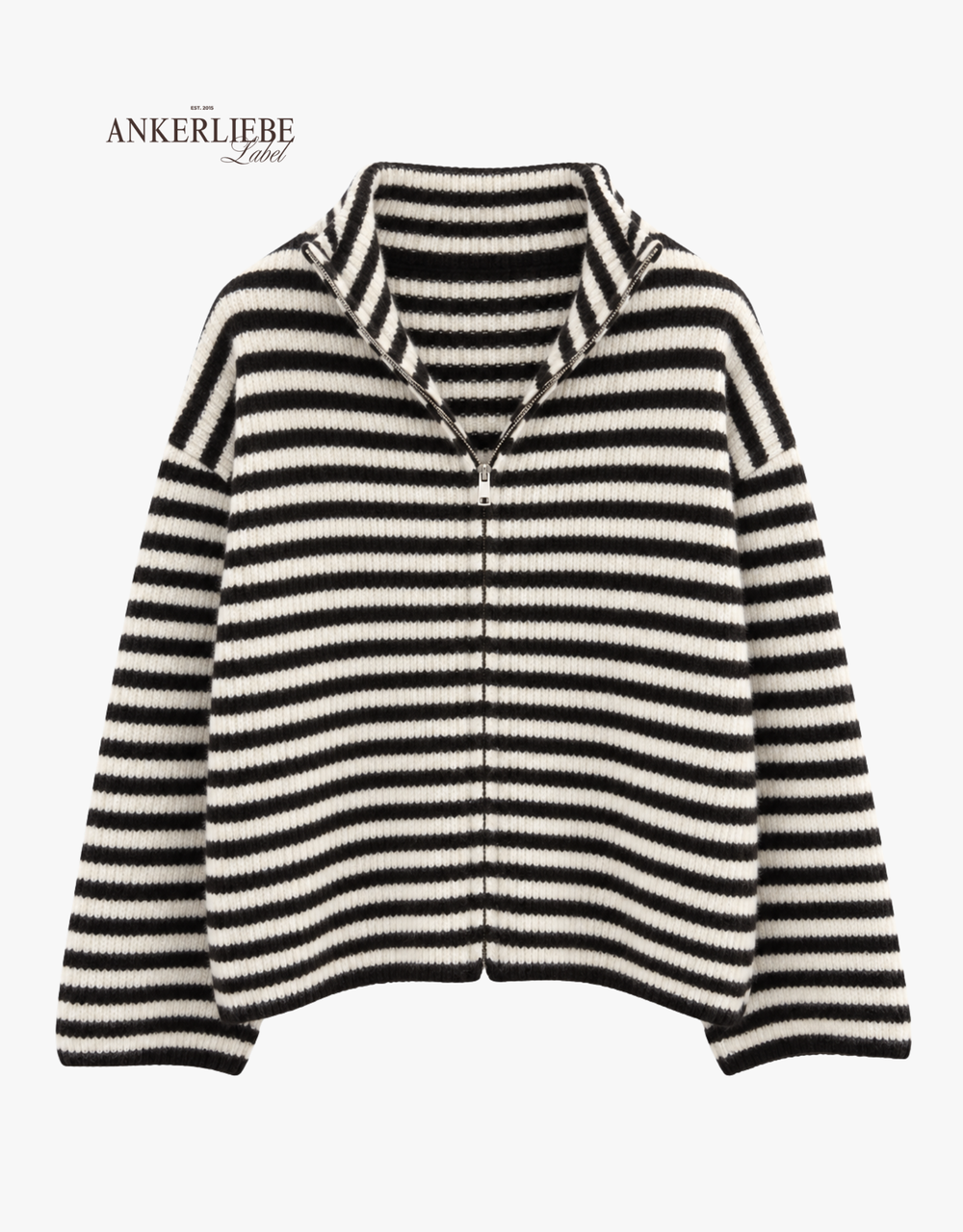 gestreifte high neck weste | coffee-white