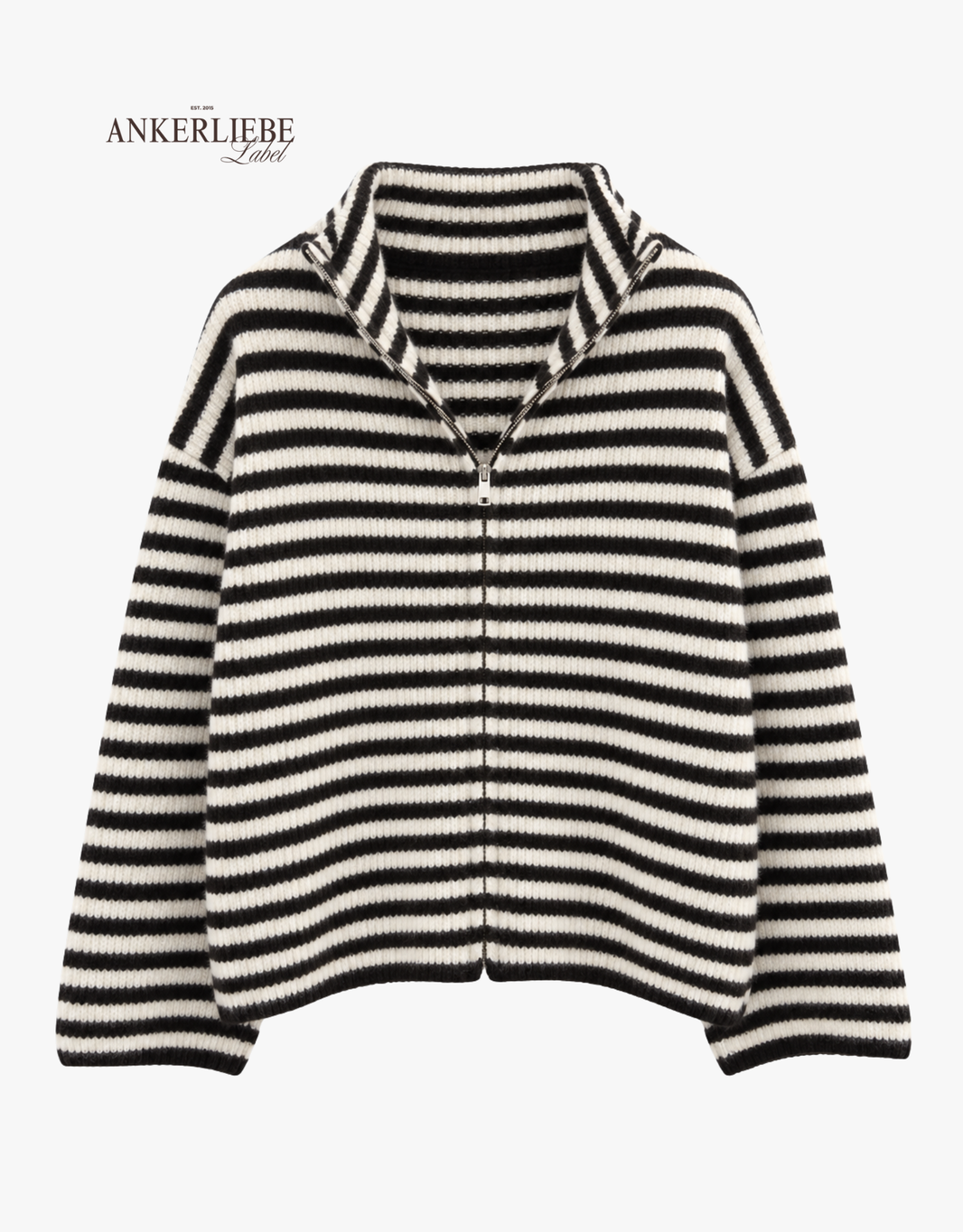 gestreifte high neck weste | coffee-white