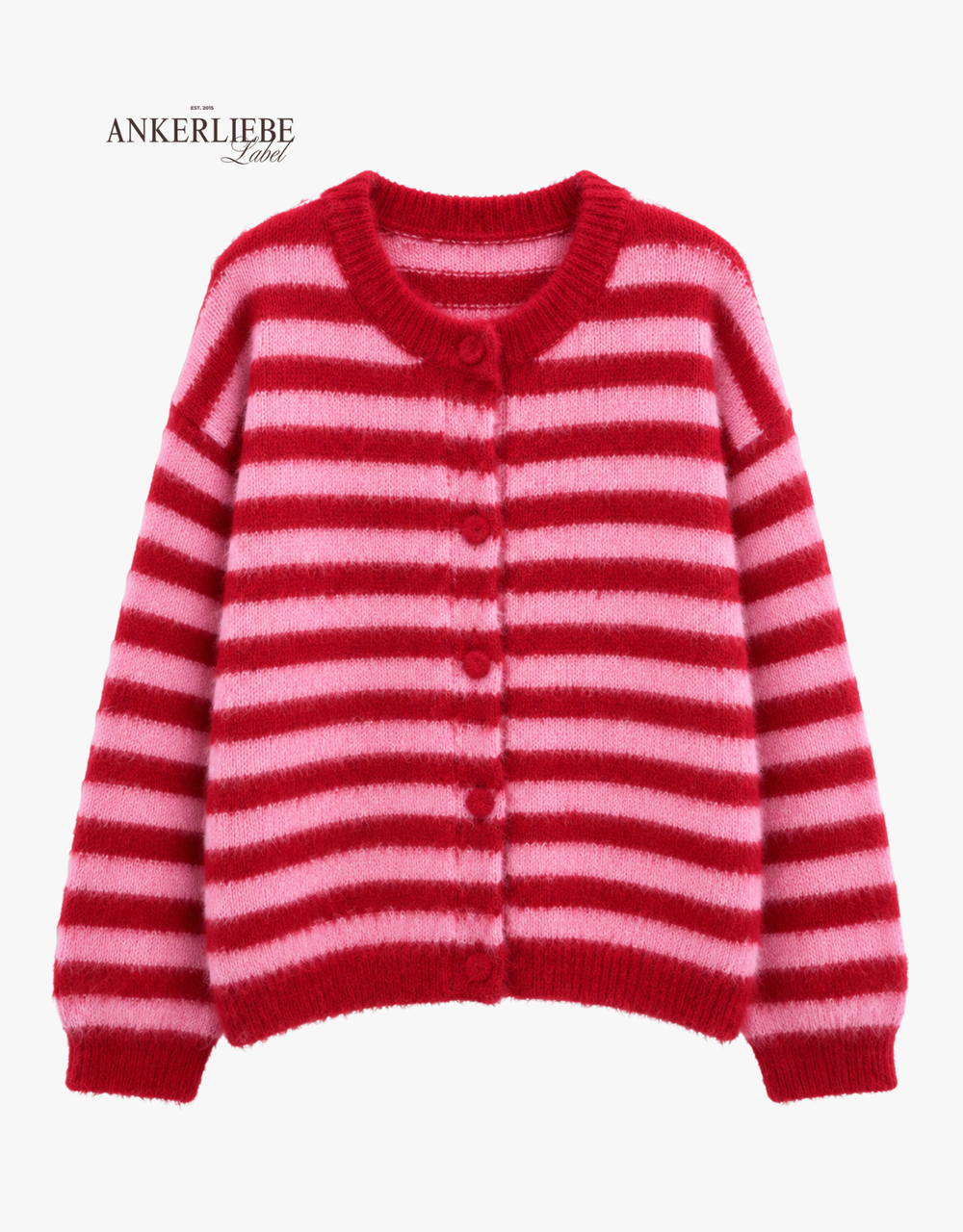 weicher, gestreifter cardigan | rot/pink