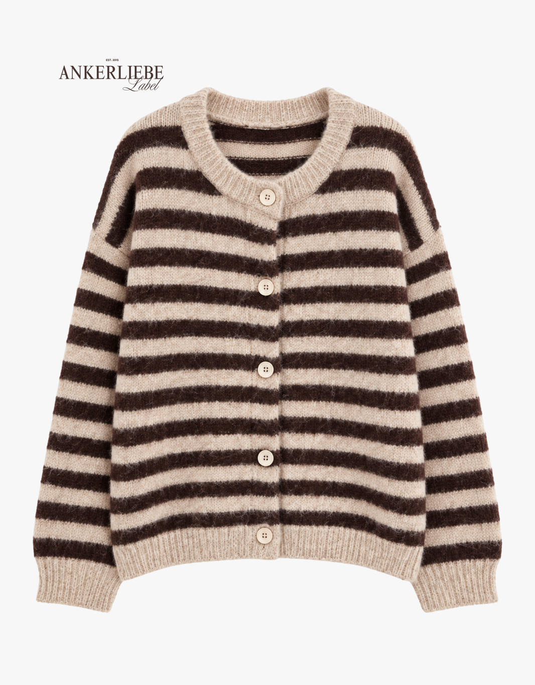 weicher, gestreifter cardigan | taupe/kaffee