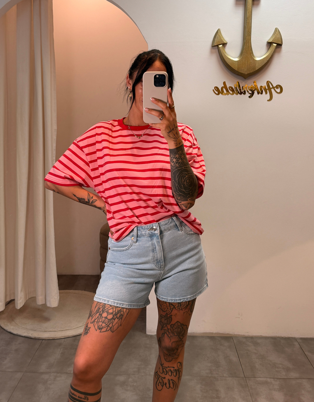 gestreiftes shirt  | rouge