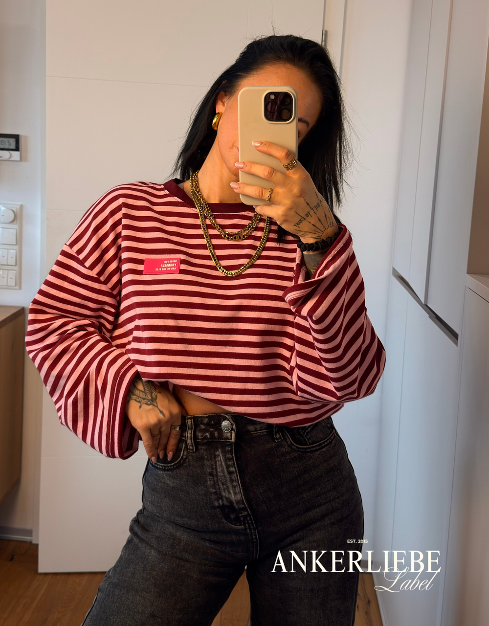 coco | stripe longsleeve - rosa/burgund