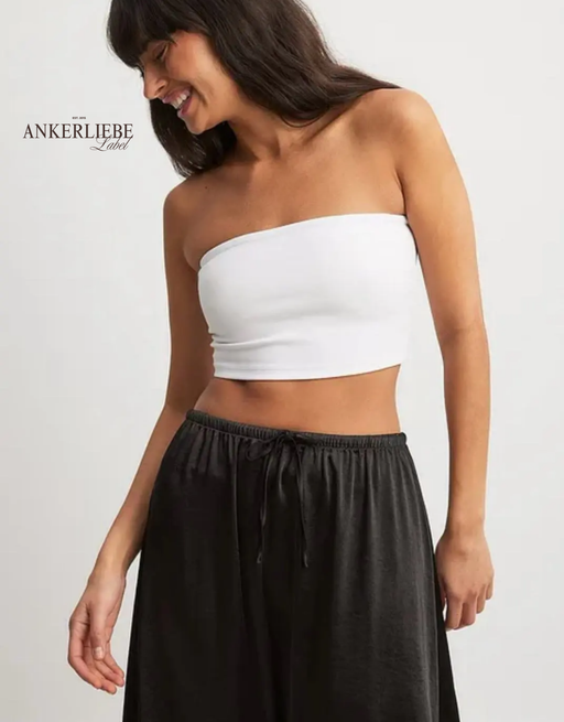 basic top trägerlos | cropped | weiß