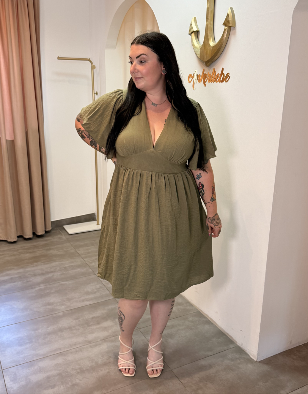 sommerkleid curvy  | oliv