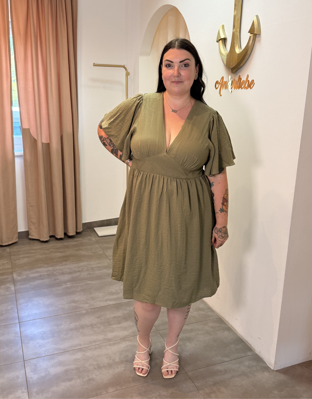 sommerkleid curvy  | oliv