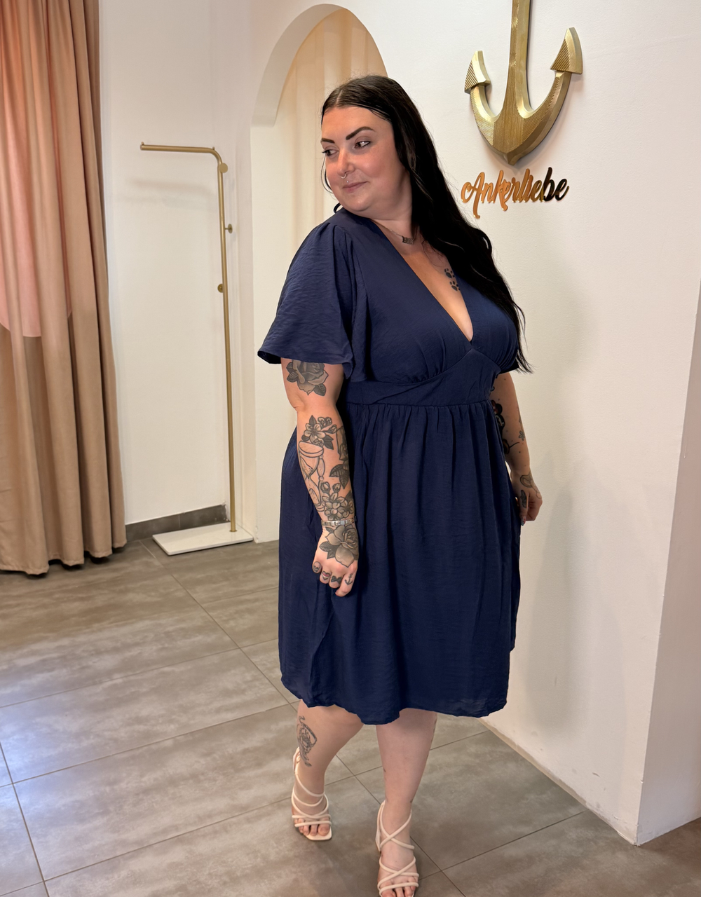 sommerkleid marineblau  | curvy