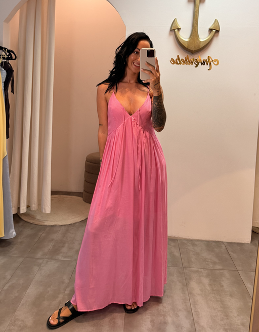 fließendes Maxikleid mit Spaghettiträgern und Rückenausschnitt | blush