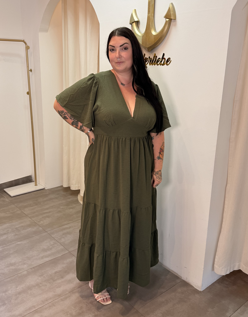 midi kleid summer olive  | curvy