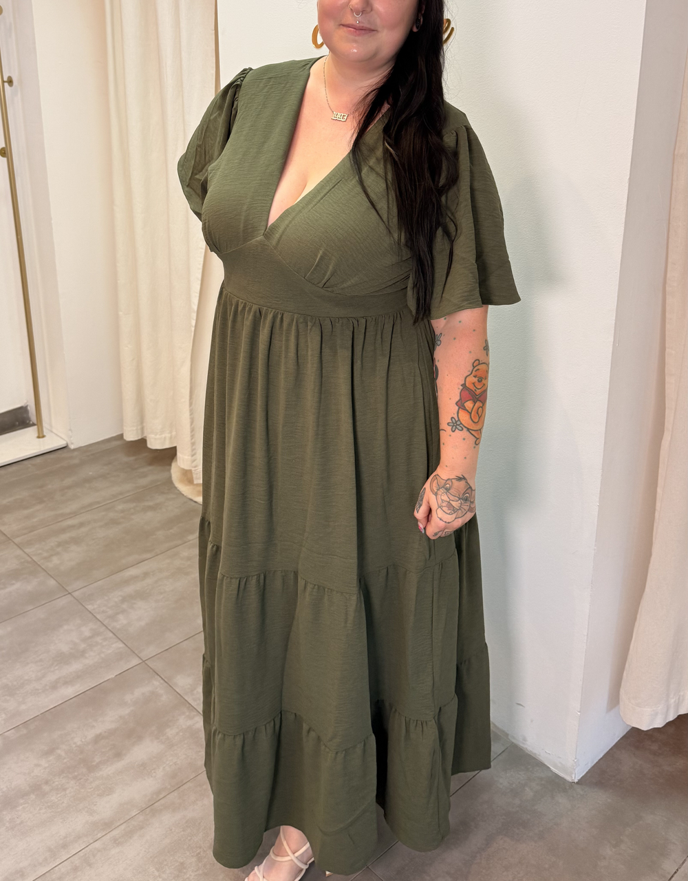 midi kleid summer olive  | curvy