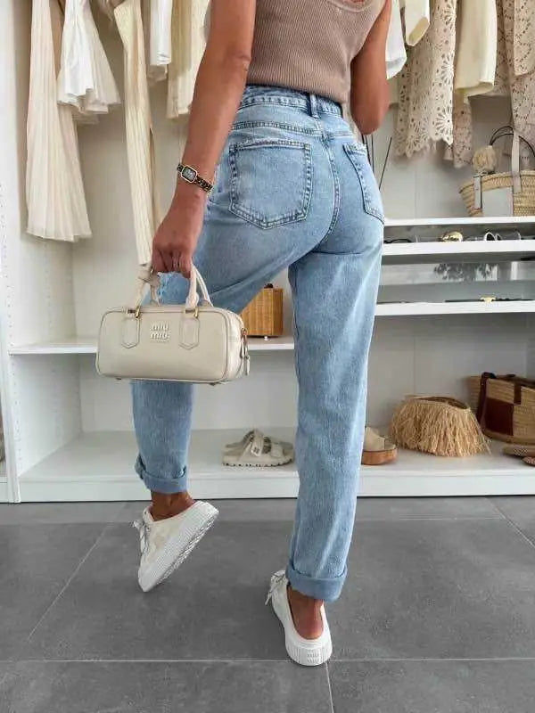 high rise ballon jean | light blue