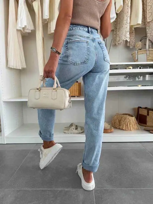 high rise ballon jean | light blue