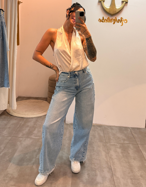 wide leg high waist stretch | destroyed denim