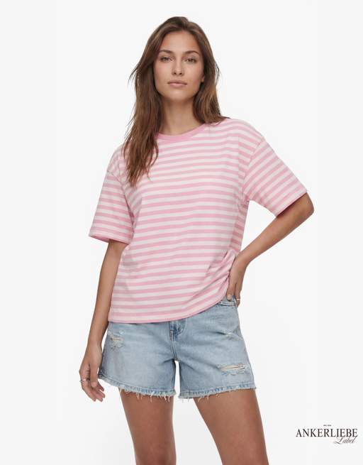 gestreiftes oversize shirt  | rosa