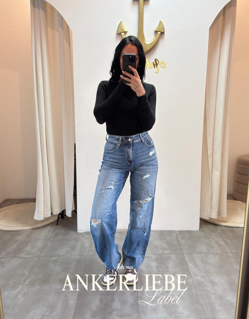 high rise ballon jean | denim destroyed