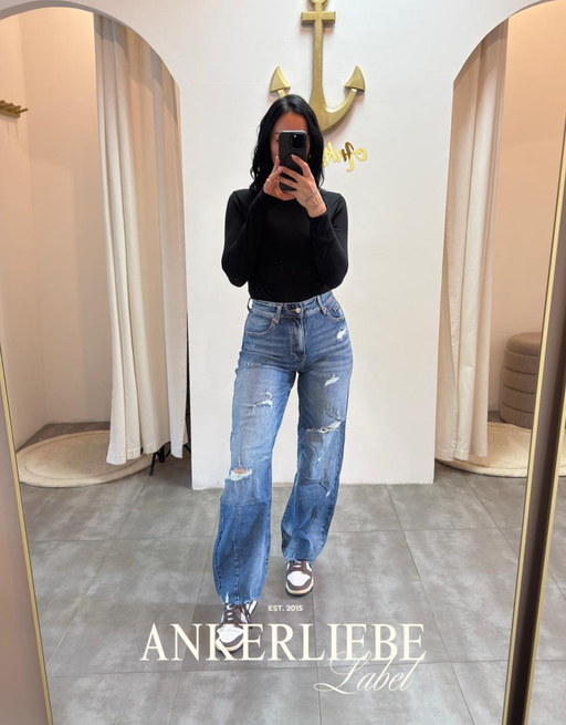 high rise ballon jean | denim destroyed