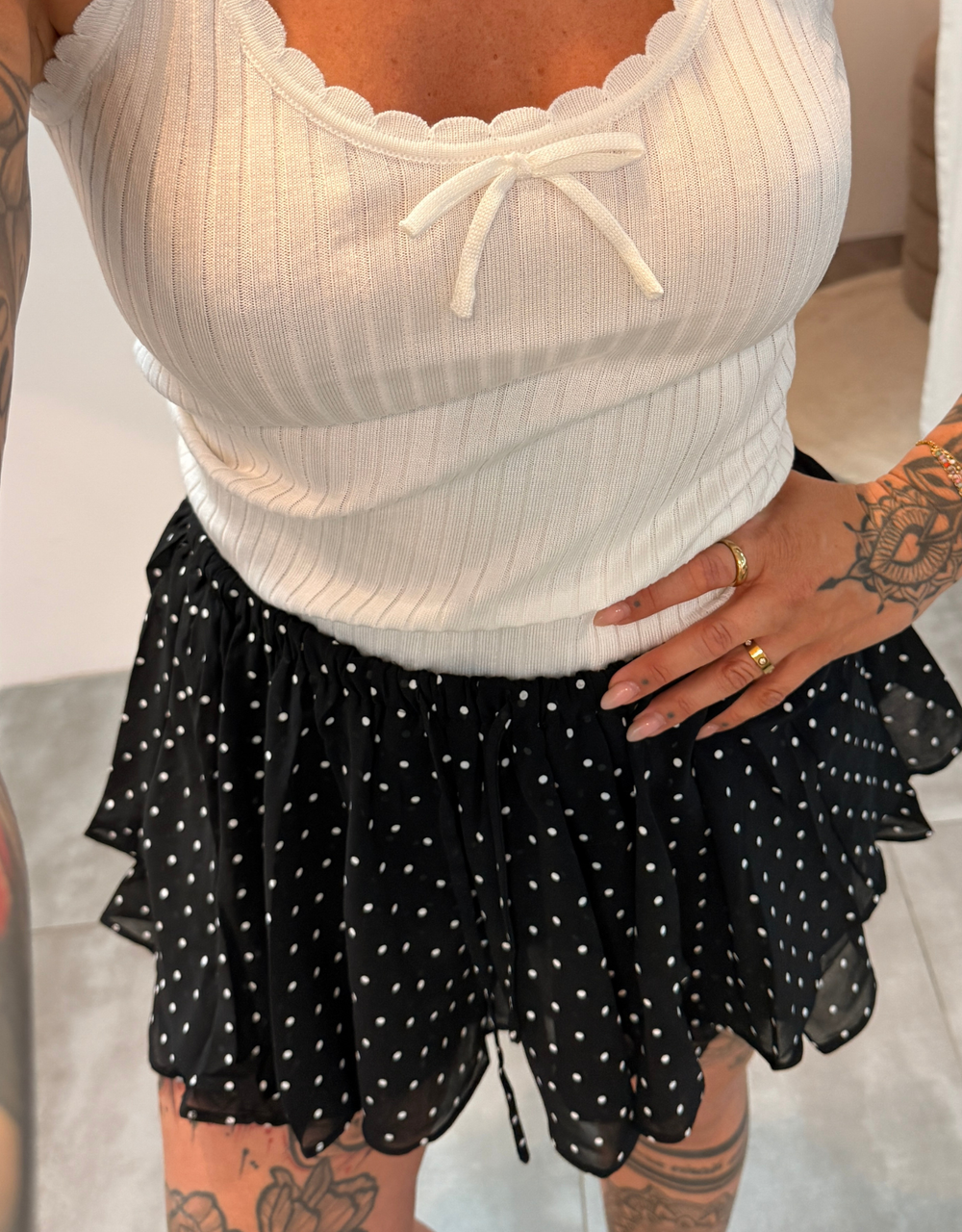 dotted skort hosenrock| schwarz
